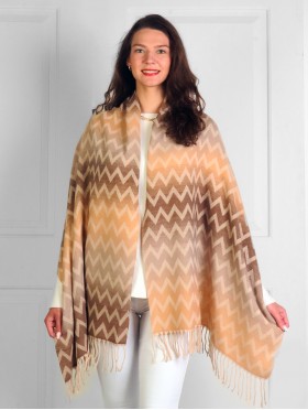 Cashmere Feeling Zig Zag Scarf with Fringes